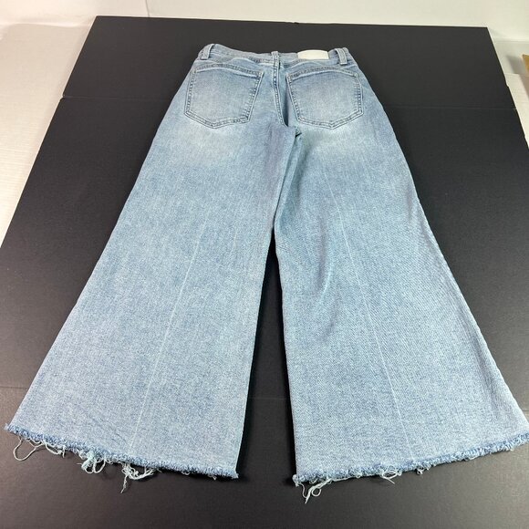 Pistola Jeans Womens Petite 26x24* Izzy Wide Leg Crop Blue Raw Hem Denim Tag 26P - Picture 9 of 16